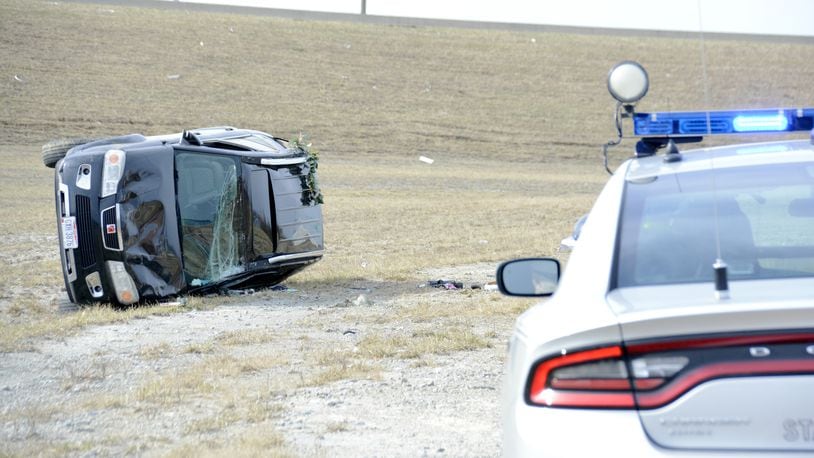 A Springboro woman was transported to West Chester Hospital after her Saturn VUE rolled over on the on-ramp from Interstate 75 to Ohio 129. MICHAEL D. PITMAN/STAFF
