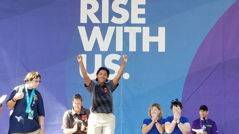 Hamilton’s Dannika Nika Swagler (pictured) and her Unified partner Molly Grimm won the Silver medal for women s golf, representing Team Ohio last week at the Special Olympics USA Games in Seattle. PROVIDED