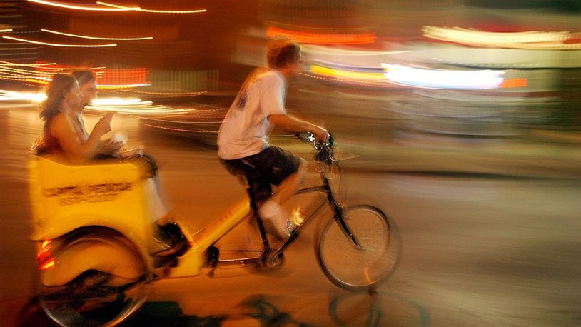 Hamilton native William “Tony” Gray wants to bring Human-pedaled taxi bikes, or pedicabs, to the city in coming months. AUSTIN AMERICAN-STATESMAN/2003