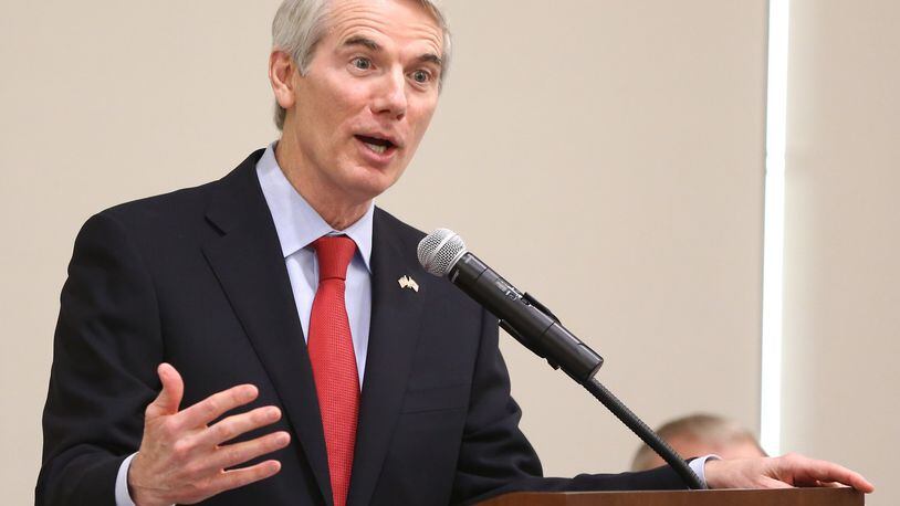 Sen. Rob Portman, R-Ohio, wants to create a permanent continuing spending resolution to avoid the threat of a government shutdown every year. “We just can’t seem to get to yes anymore,” he said. Photo by Jeremy Wadsworth/The Blade.