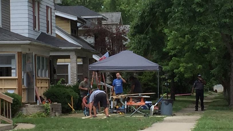 Production crew for the “Hillbilly Elegy” work to transform a residence in Middletown for the movie. The movie will be filmed next week in Middletown. ED RICHTER/STAFF