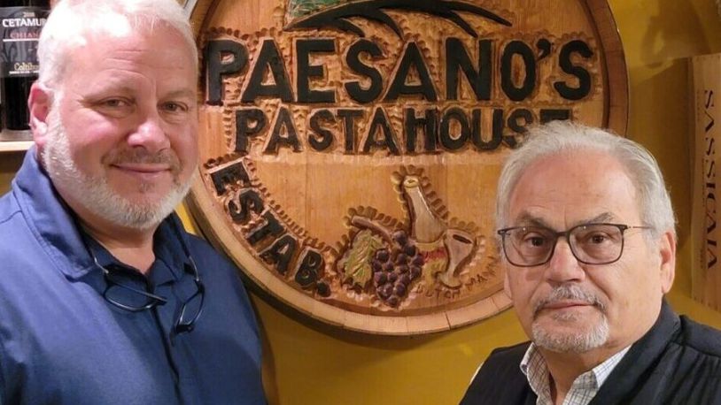 For 20 years, Paesano’s Pasta House has been a fixture in Oxford. From left, the photo shows Mike Patterson and cofounder Pat Lanni. CONTRIBUTED