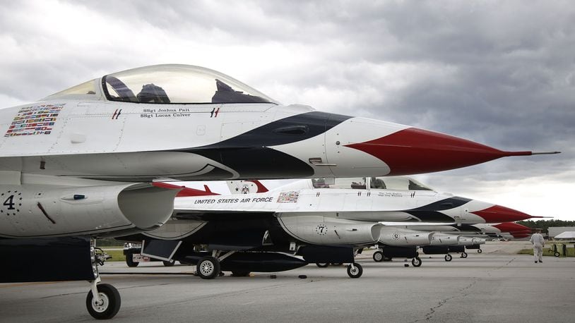 The U.S. Air Force Thunderbirds arrived at the Dayton International Airport in June in preparation for the upcoming Vectren Dayton Air Show. TY GREENLEES / STAFF