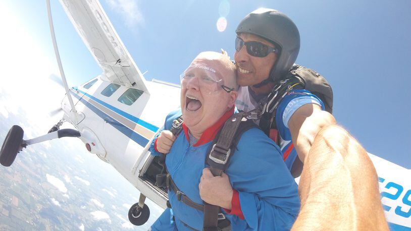 On July 14 — two days before her double mastectomy and the day before her son, Kier Dorman of Cincinnati, was deployed — the pair went skydiving at Start Skydiving, 1711 Run Way, in Middletown, Ohio. CONTRIBUTED