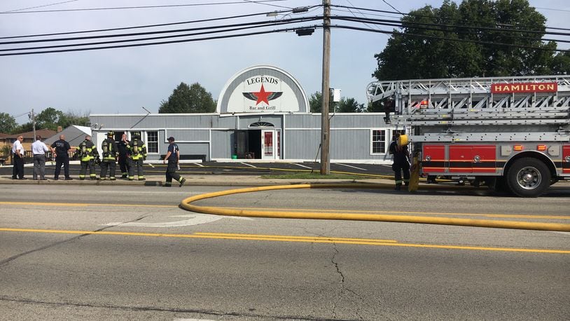 Hamilton firefighters remain on the scene of a reported fire this morning at Legends bar, 2104 Fairgrove Ave., in Hamilton.