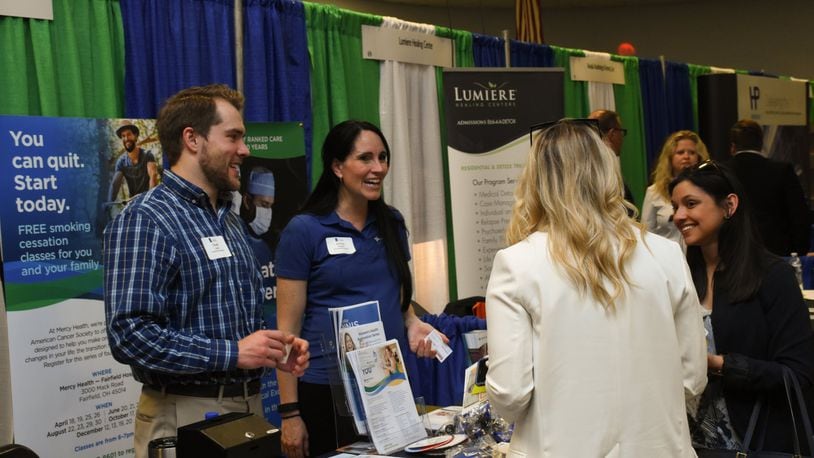 Companies talk with guests during the most recent installment of the West Chester-Liberty Regional Business Expo in May 2018. This year’s event is moving to July and to a new location, Lakota West High School. CONTRIBUTED