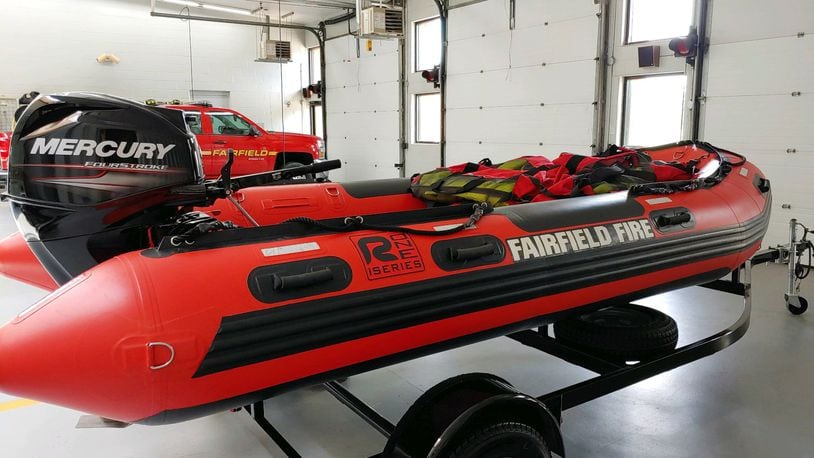 Fairfield Fire Department will expand its water rescue training to all of its full-time firefighter personnel over the next several weeks. The training push is due to the popularity of the non-motorizing boats on Marsh Park lake. Pictured is the 14-foot inflatable rescue boat that will be used for training and water rescues within Fairfield. PROVIDED
