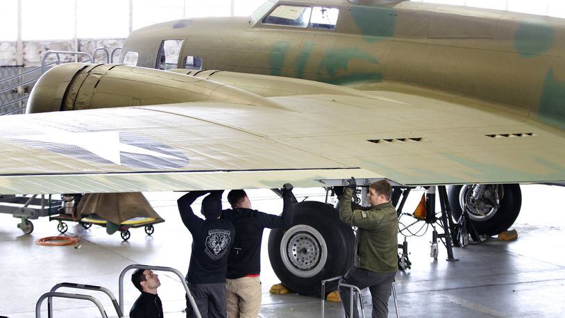 The B-17 Memphis Belle has undergone a years-long restoration at the National Museum of the U.S. Air Force. It’s set for its first a public debut in decades in May. LISA POWELL / STAFF FILE PHOTO