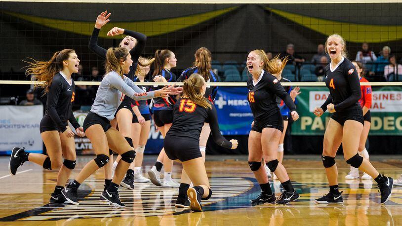 Fenwick defeated Highland 3-1 in the Division II state volleyball championship game Saturday, Nov. 9, 2019, at Wright State University’s Nutter Center. NICK GRAHAM/STAFF