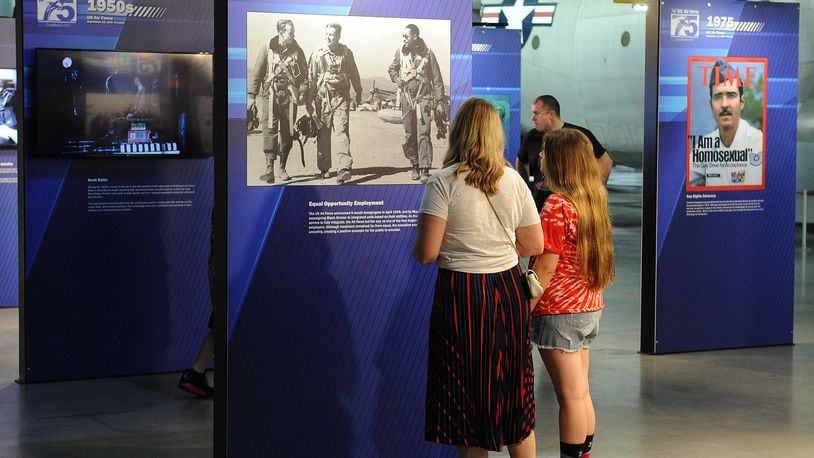 The National Museum of the U.S. Air Force opened a new temporary exhibit Thursday May 19, 2022 that celebrates 75 years of technical, military and social milestones in Air Force history. MARSHALL GORBY\STAFF